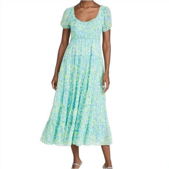 Likely Dresses & Skirts - NEW LIKELY $258 Blue Floral Chloe Tiered Midi Dress